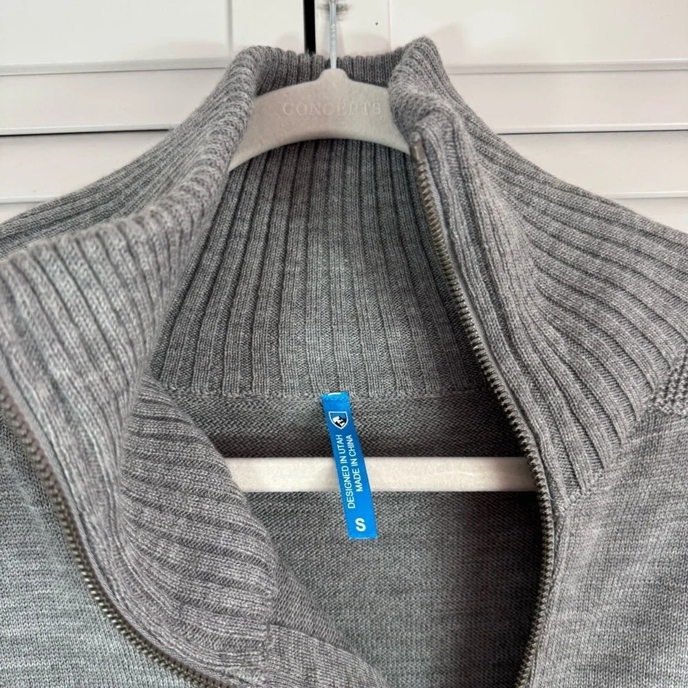Kuhl Alpine Merino Wool Blend Asymmetric Zip Up Sweater Gray Size Small